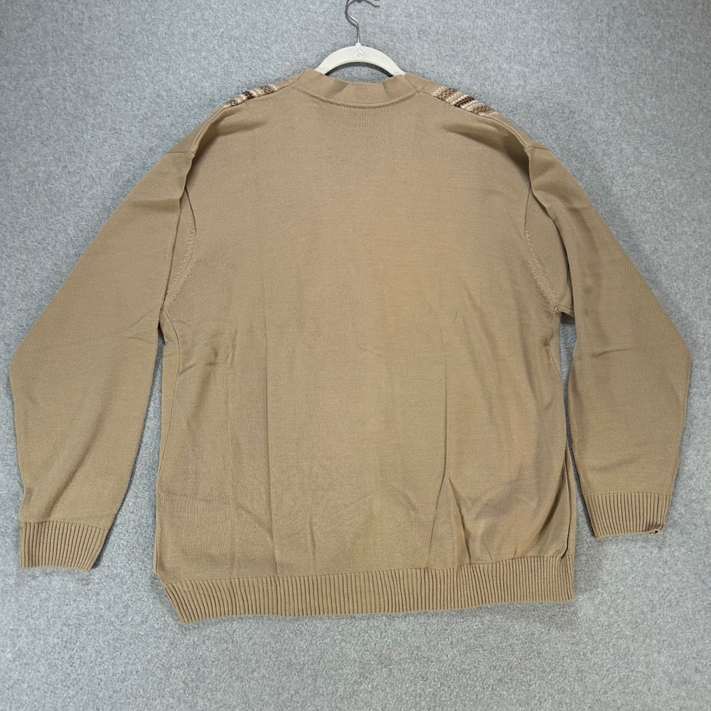Norman Rockwell Cardigan Sweater Mens 3X Tan Acrylic Grandpacore Vintage - Picture 4 of 8
